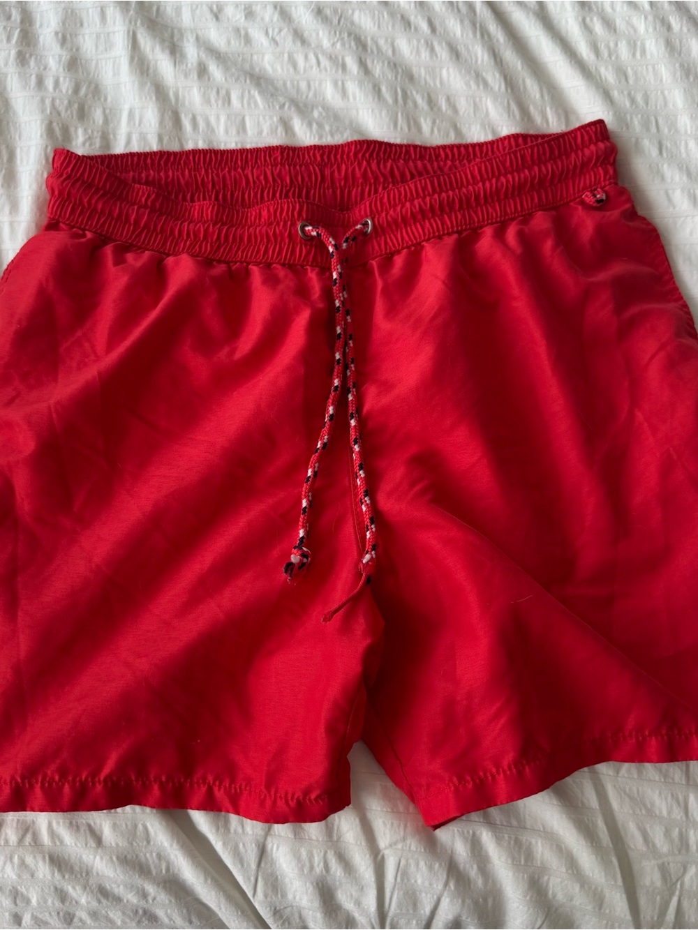 Men’s Red Elastic-Waist Drawstring Shorts